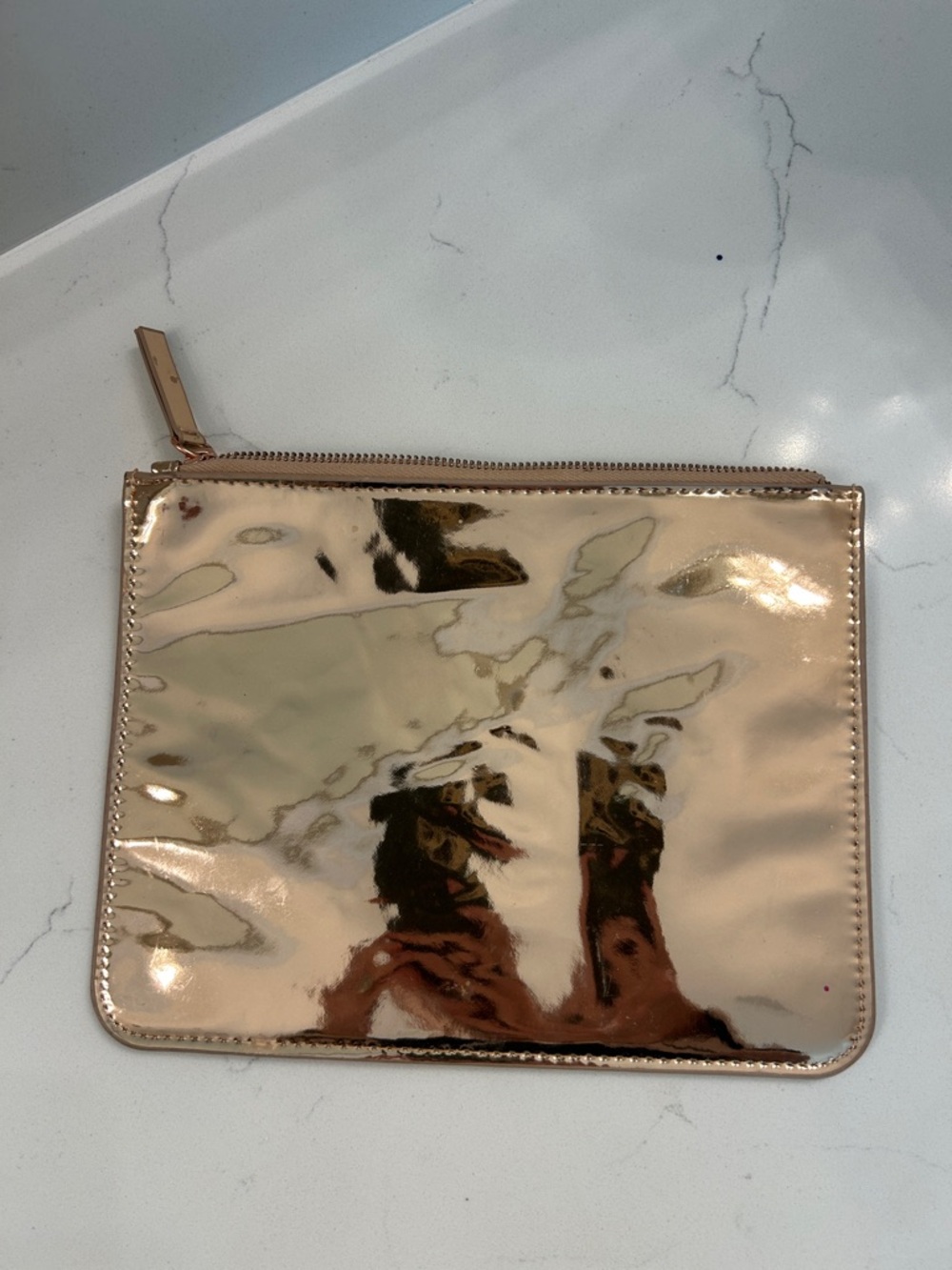 Metallic Rose Gold Wristlet Clutch